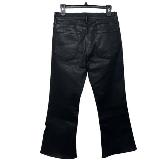 New FRAME Le Crop Flare cropped coated high-rise flared jeans in Black Size 31 - Picture 6 of 15